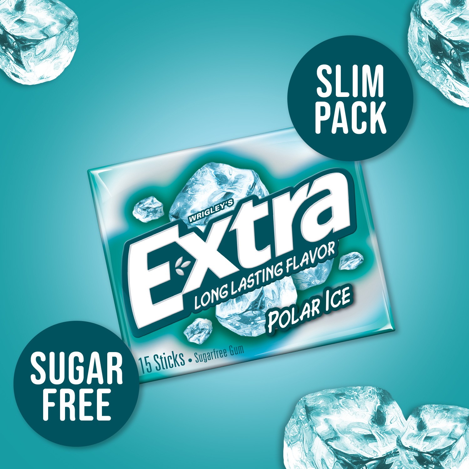 slide 6 of 8, EXTRA Polar Ice Sugar Free Chewing Gum Single Pack, 15 Pieces, 15 ct