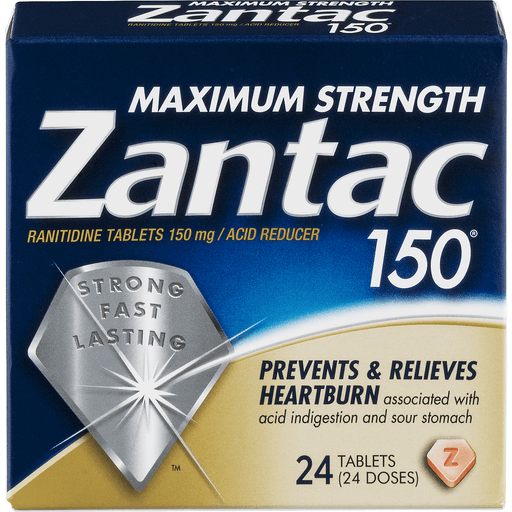 slide 2 of 18, Zantac 150 Acid Reducer, Maximum Strength, 150 Mg, Tablets, 24 ct