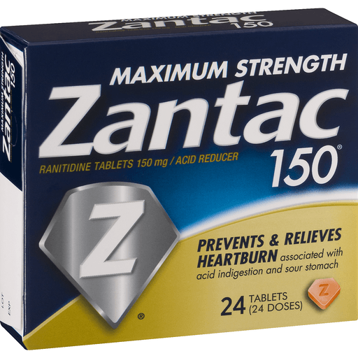 slide 4 of 18, Zantac 150 Acid Reducer, Maximum Strength, 150 Mg, Tablets, 24 ct