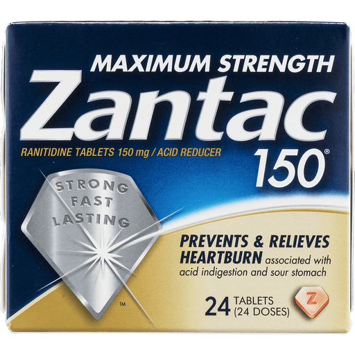 slide 6 of 18, Zantac 150 Acid Reducer, Maximum Strength, 150 Mg, Tablets, 24 ct