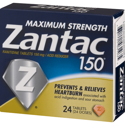 slide 7 of 18, Zantac 150 Acid Reducer, Maximum Strength, 150 Mg, Tablets, 24 ct
