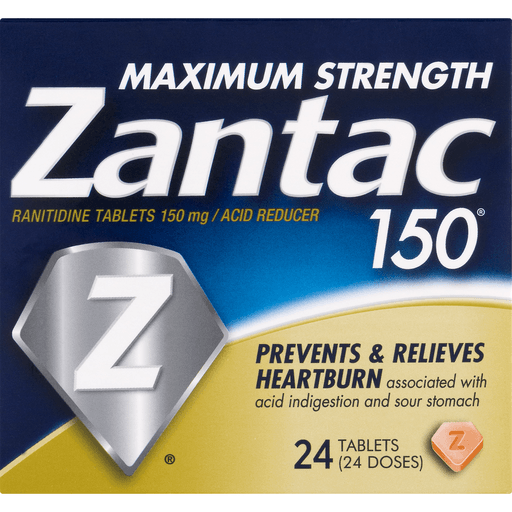 slide 8 of 18, Zantac 150 Acid Reducer, Maximum Strength, 150 Mg, Tablets, 24 ct