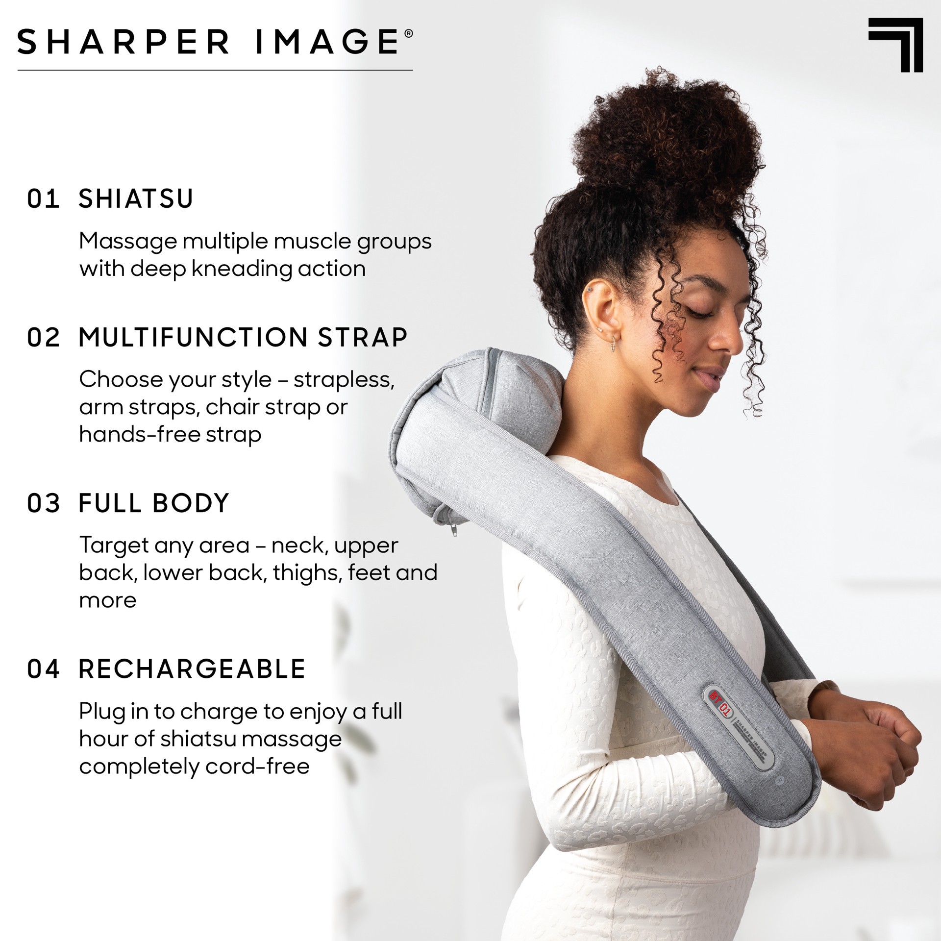 slide 4 of 10, Sharper Image Shiatsu Full Body Multifunction Cordless Massager for Neck and Back,  Relaxation and Calming Sensation, 1 PK