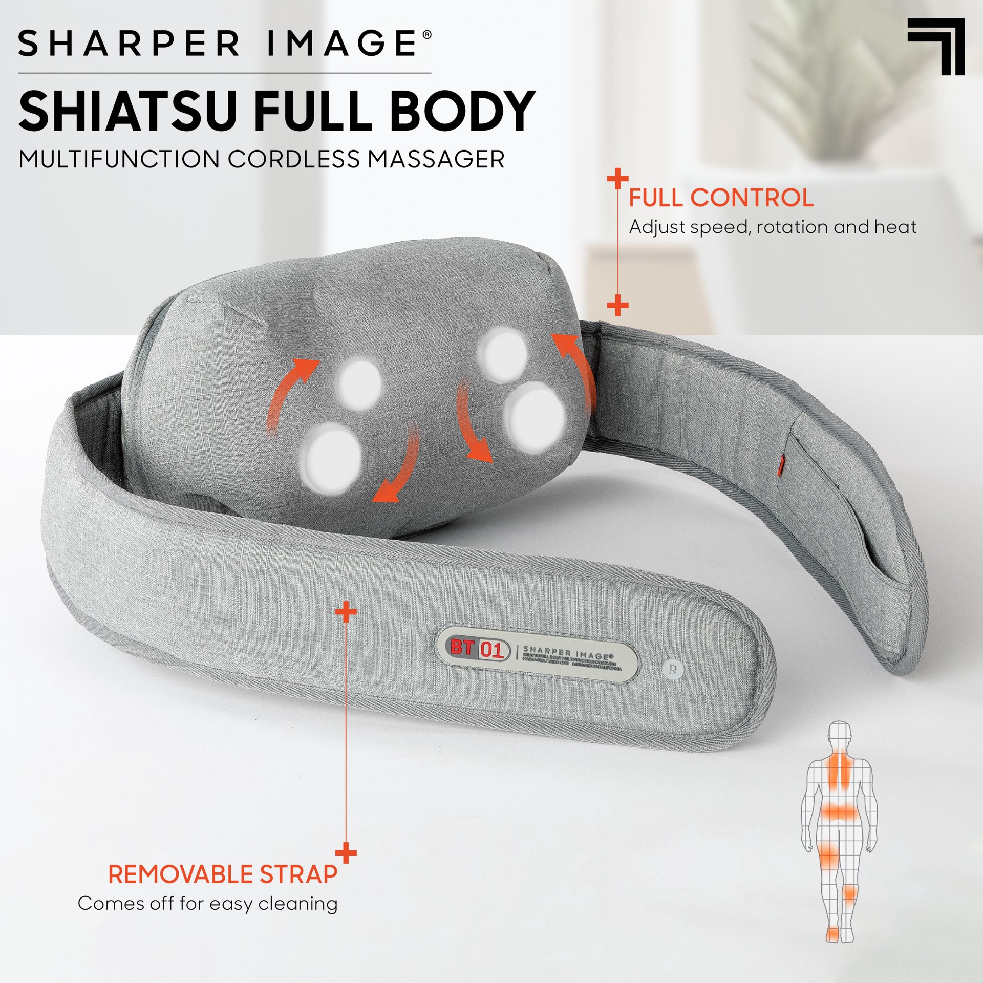 slide 10 of 10, Sharper Image Shiatsu Full Body Multifunction Cordless Massager for Neck and Back,  Relaxation and Calming Sensation, 1 PK