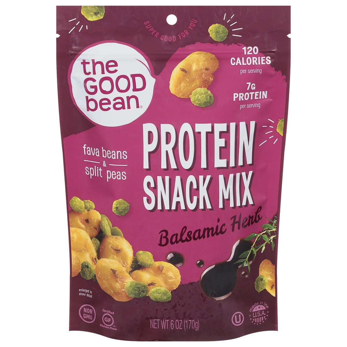 slide 1 of 9, The Good Bean Protein Balsamic Herb Snack Mix 6 oz, 6 oz