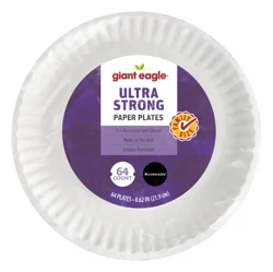 Giant Eagle Ultra Strong Paper Plates, 8.62", 64 Count, Family Size