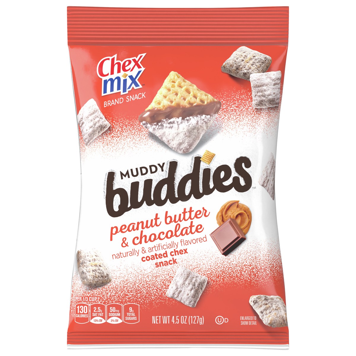 slide 8 of 14, Chex Mix Muddy Buddies, Peanut Butter and Chocolate, Snack Bag, 4.5 oz, 4.5 oz