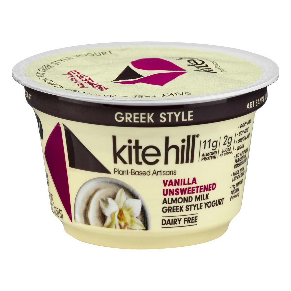 slide 1 of 1, Kite Hill Greek Style Vanilla Artisan Almond Milk Yogurt, 5.3 oz