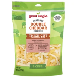 Giant Eagle Cheese, Shredded, Thick Cut, Double Cheddar
