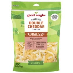 Giant Eagle Cheese, Shredded, Thick Cut, Double Cheddar
