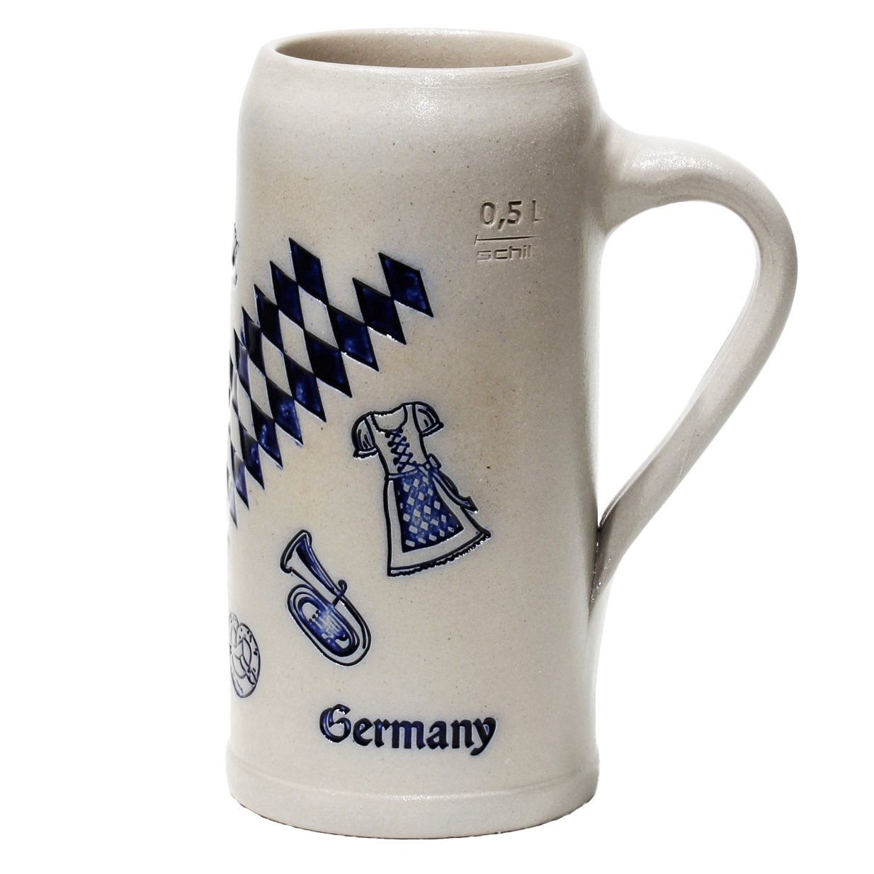 slide 1 of 1, Schilz Genuine Salt-Glazed 0.5L Beer Stein, 1/2 liter