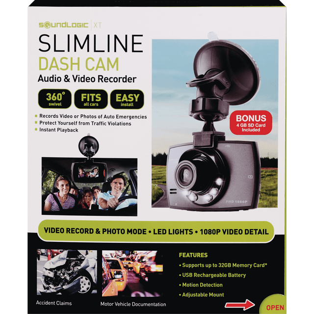 slide 1 of 1, Sound Logic Slimline Dash Cam, 1 ct