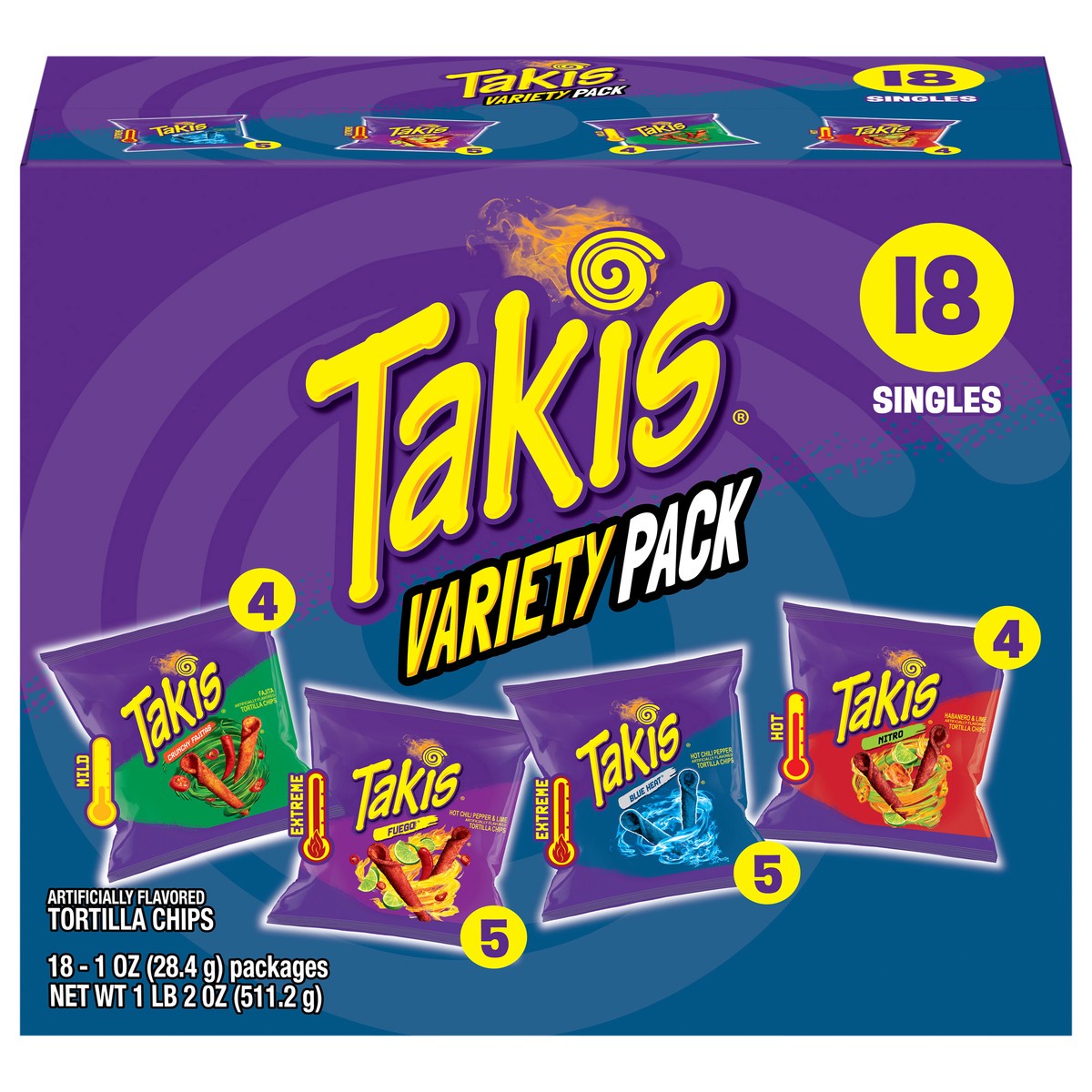 slide 1 of 7, Takis Assorted Tortilla Chips Variety Pack 18 - 1 oz Packages, 18 ct