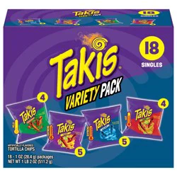 Takis Assorted Tortilla Chips Variety Pack - 18 x 1 oz Packages