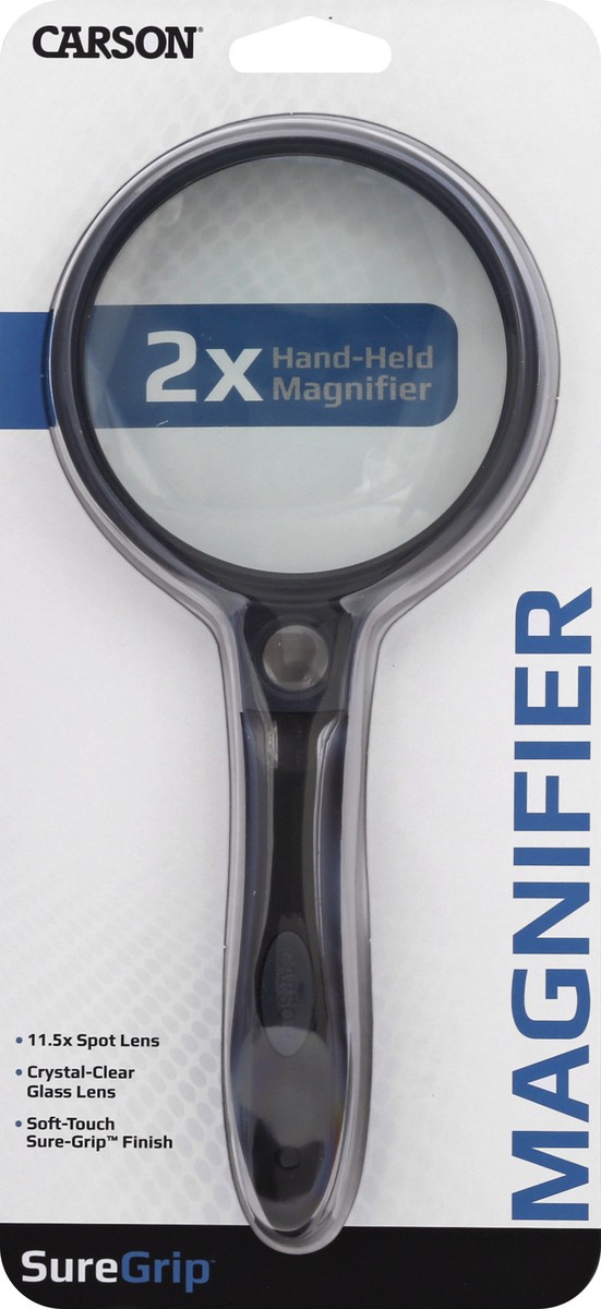 slide 2 of 8, Carson SureGrip 2x Hand-Held Magnifier 1 ea, 1 ea