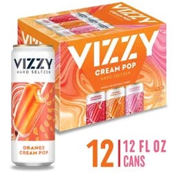 Vizzy Cream Pop Raspberry/Orange/Strawberry Hard Seltzer Variety Pack - 12 Pack 12 fl oz Cans