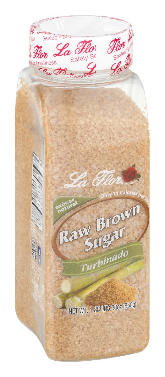 slide 2 of 9, La Flor Raw Brown Sugar (Turbinado), 30 oz