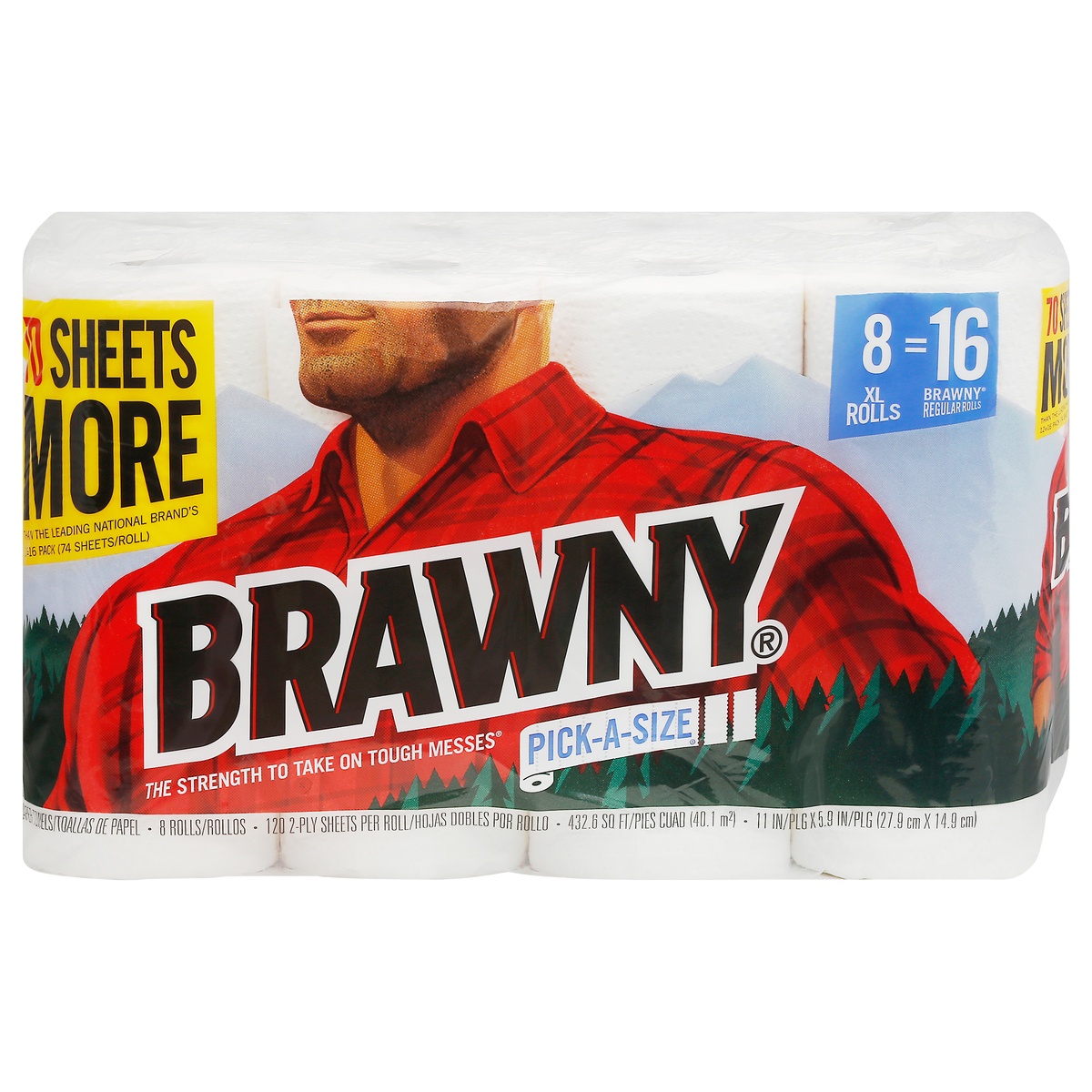 slide 1 of 9, Brawny Xl Pas Paper Towel, 8 ct