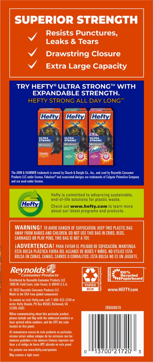 slide 6 of 9, Hefty 39 Gallon Extra Large Drawstring Lawn & Leaf Trash Bags 18 ea, 18 ct