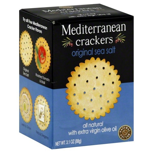 slide 1 of 1, Natural Nectar Crackers, Mediterranean, Original Sea Salt, 3.1 oz