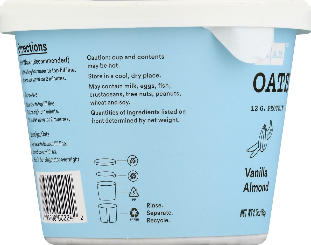 slide 3 of 9, RX A.M. Oats Oat Cup, Vanilla Almond, 12g Protein, 2.18oz Cup, 1 Count, 2.18 oz