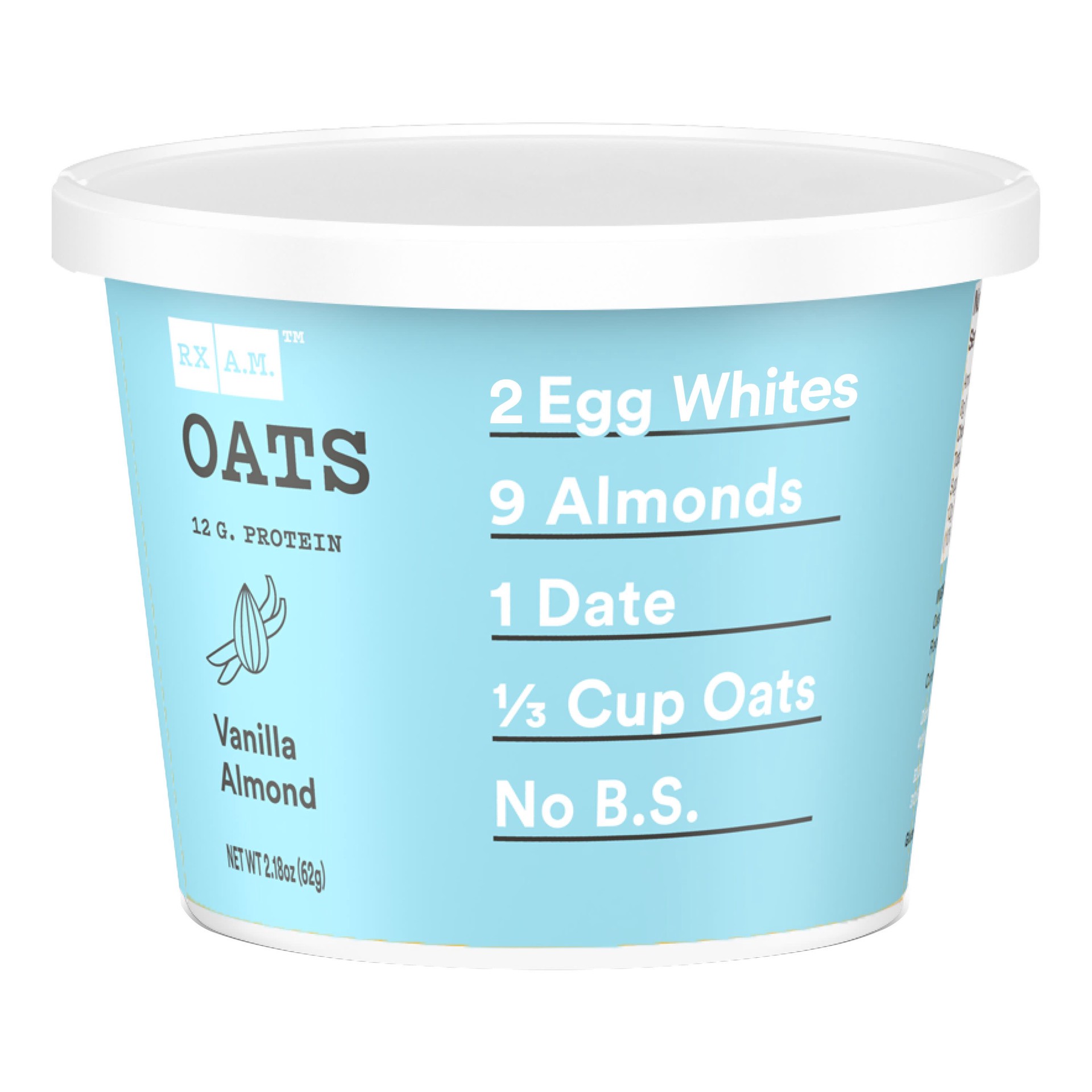 slide 1 of 9, RX A.M. Oats Oat Cup, Vanilla Almond, 12g Protein, 2.18oz Cup, 1 Count, 2.18 oz