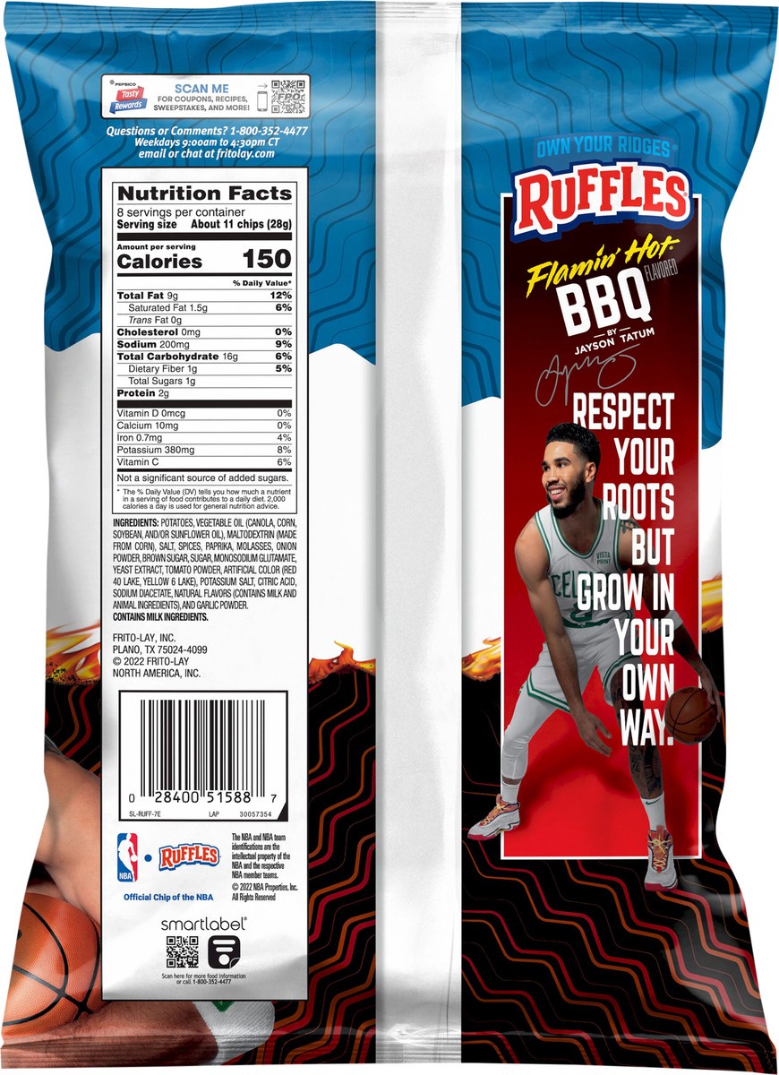 slide 3 of 4, Ruffles Flamin' Hot BBQ Chips, 8 oz