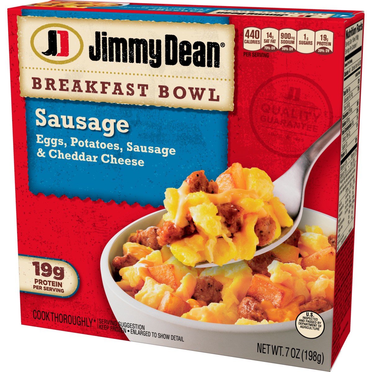 slide 3 of 9, Jimmy Dean Breakfast Bowl, Sausage, Frozen, 7 oz Bowl, 198.45 g