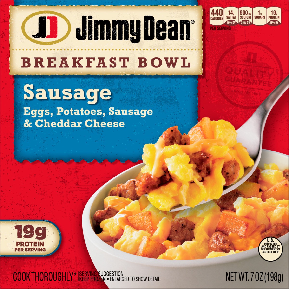 slide 6 of 9, Jimmy Dean Breakfast Bowl, Sausage, Frozen, 7 oz Bowl, 198.45 g
