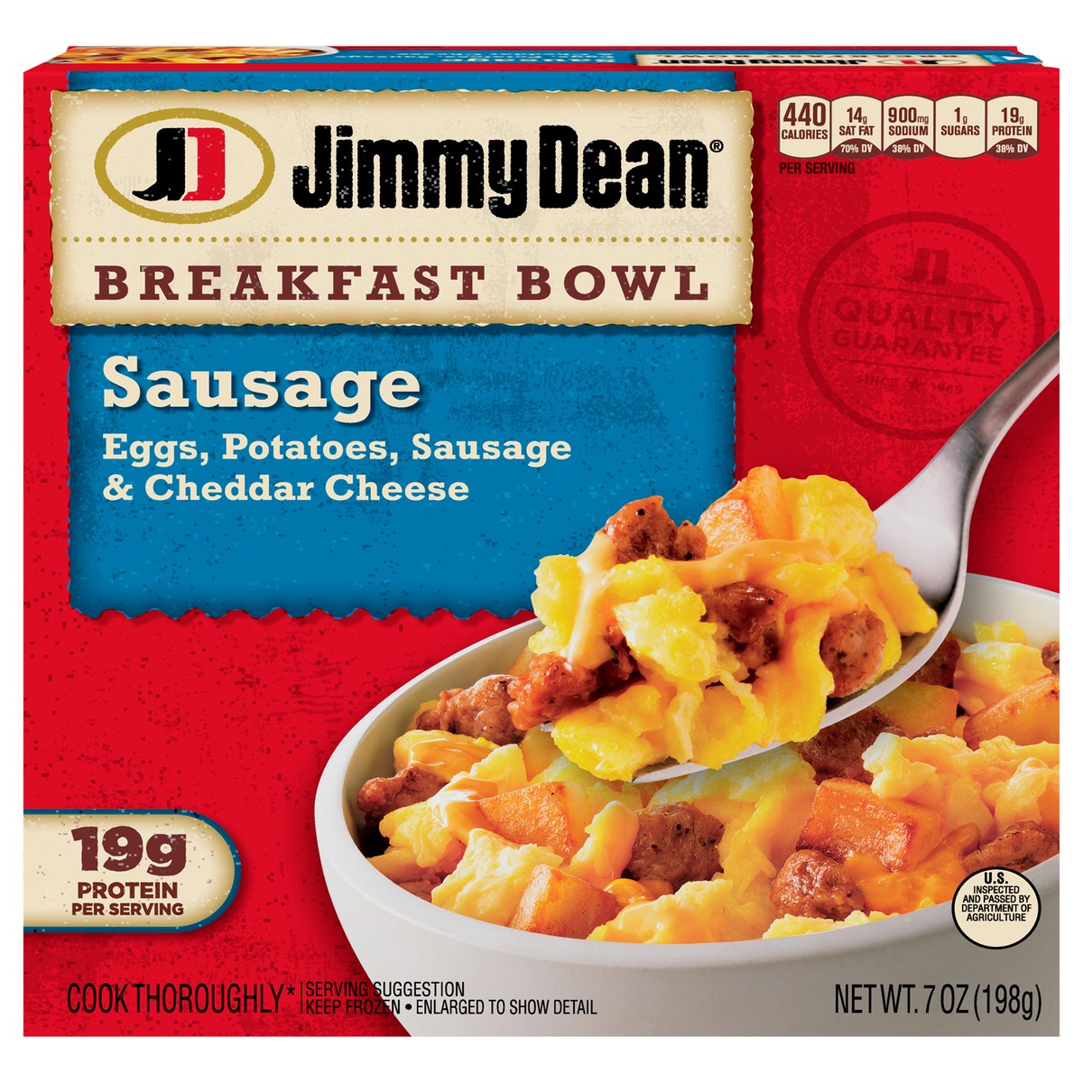 slide 1 of 9, Jimmy Dean Breakfast Bowl, Sausage, Frozen, 7 oz Bowl, 198.45 g