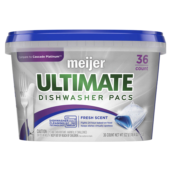 slide 1 of 1, Meijer Ultimate Dishwasher Pacs, Fresh Scent, 36 ct
