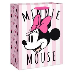 American Greetings Pink & White Stripes Large Minnie Mouse Gift Bag