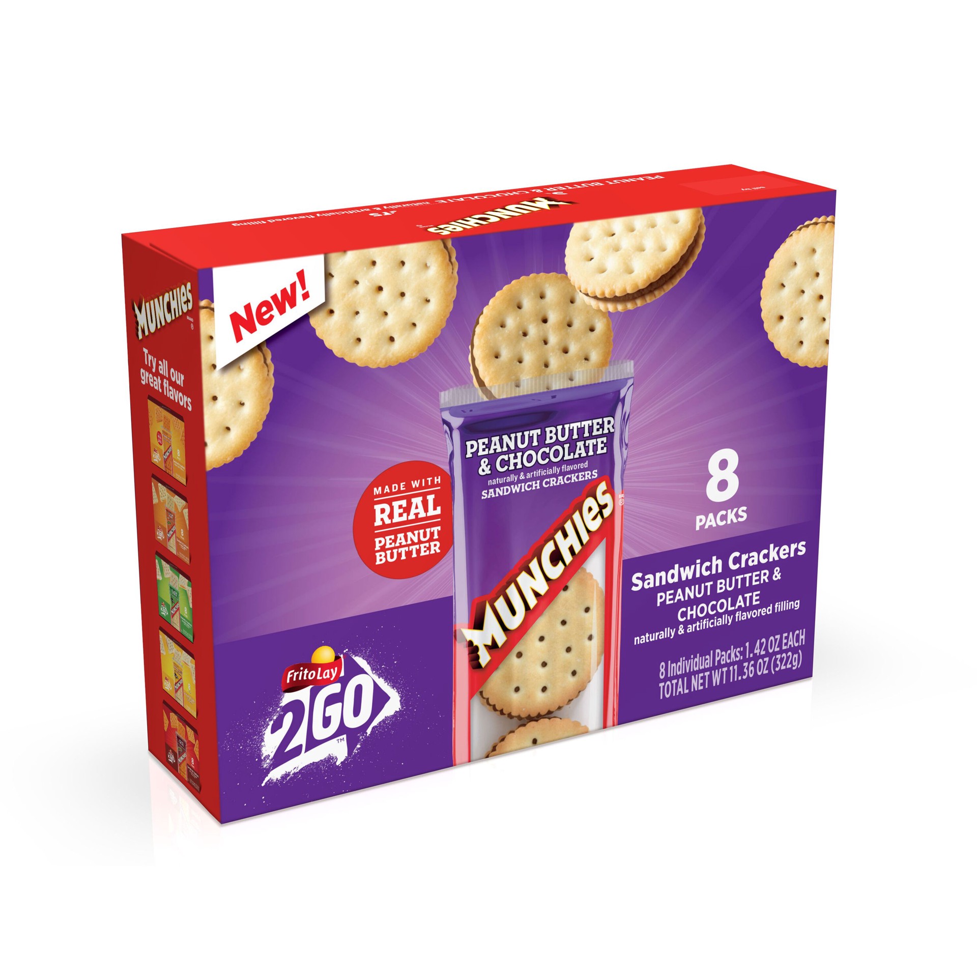 slide 1 of 1, Munchies Sandwich Crackers Peanut Butter & Chocolate 1.42 Oz 8 Count, 11.36 oz