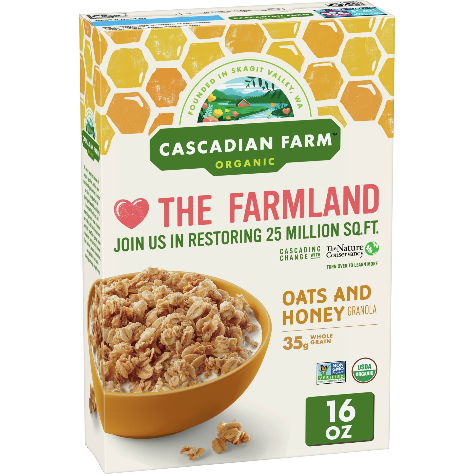 slide 1 of 4, Cascadian Farm Organic Granola, Oats and Honey Cereal, 16 oz