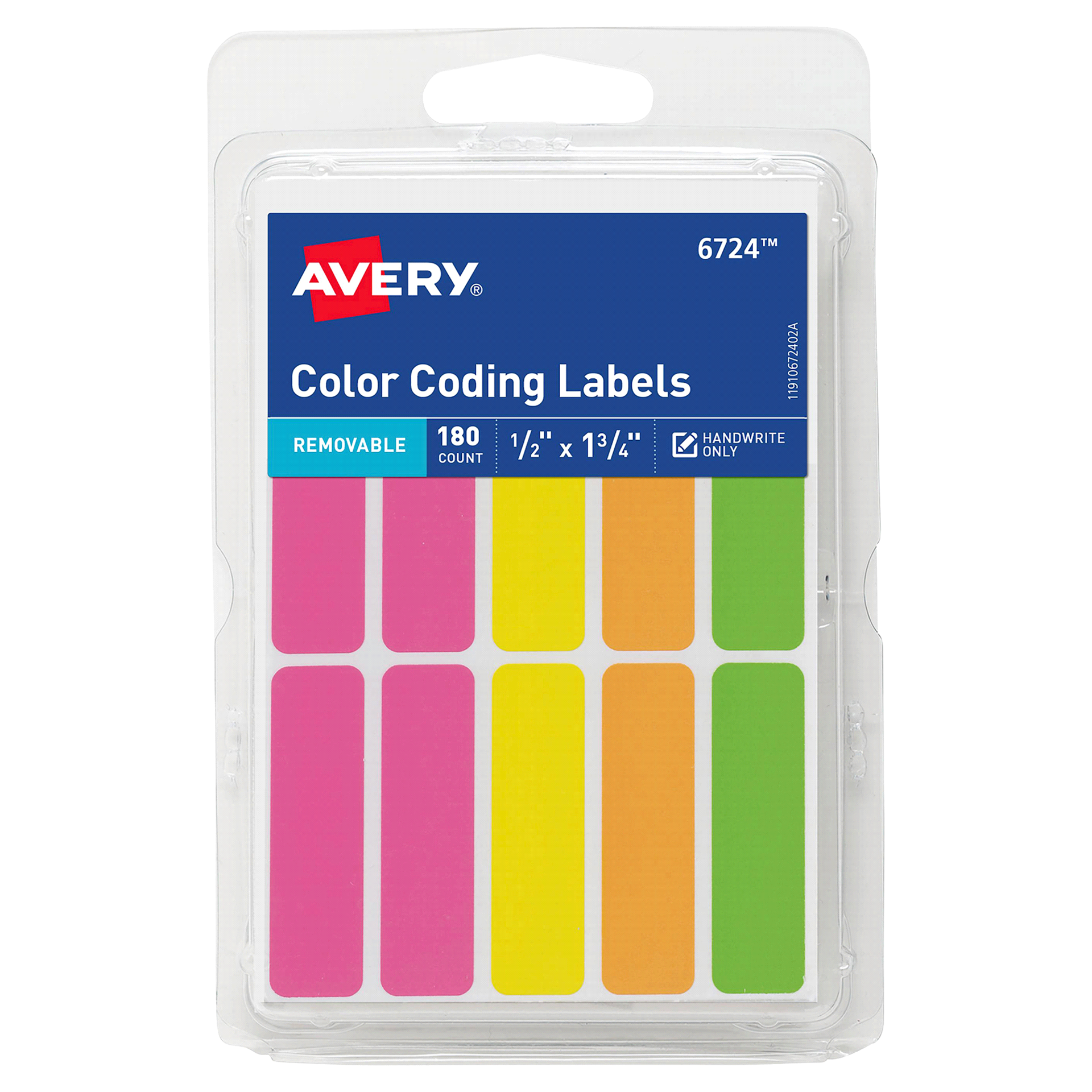 slide 1 of 1, Avery Assorted Neon Color Coded Rectangles, 180 ct; 0.5 in x 1.75 in