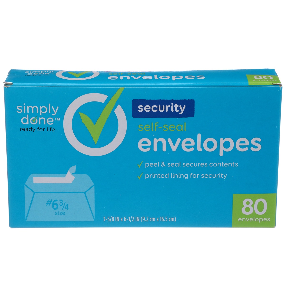 slide 1 of 1, Simply Done Security Envelope 6.75in, 80 ct