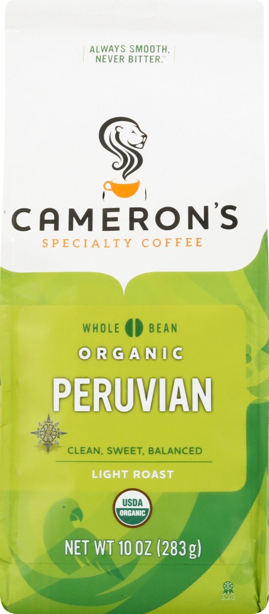 slide 4 of 12, Cameron's Organic Whole Bean Light Roast Peruvian Coffee 10 oz, 10 oz