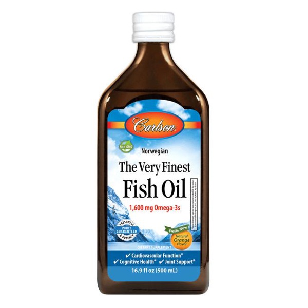 slide 1 of 1, Carlson Very Finest Fish Oil Orange Flavor, 16.9 fl oz