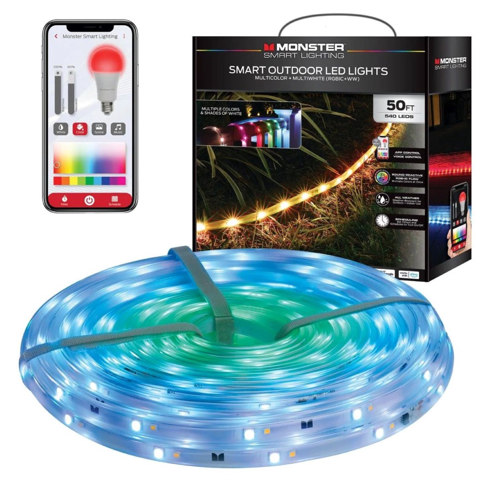 slide 1 of 1, Monster Smart Lighting Outdoor LED Light Strip 50ft, 1 ct, 1 ct