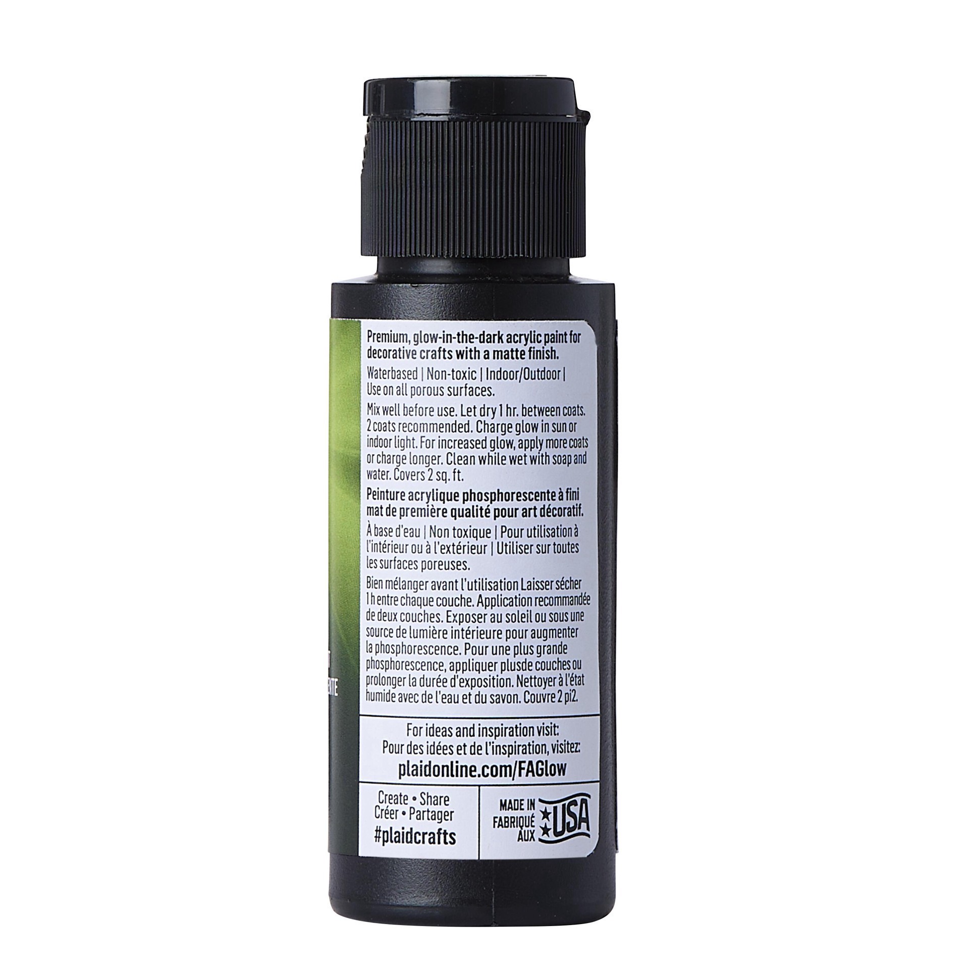 slide 6 of 8, Folkart Invisible Glow In The Dark Acrylic Paint, 2 fl oz