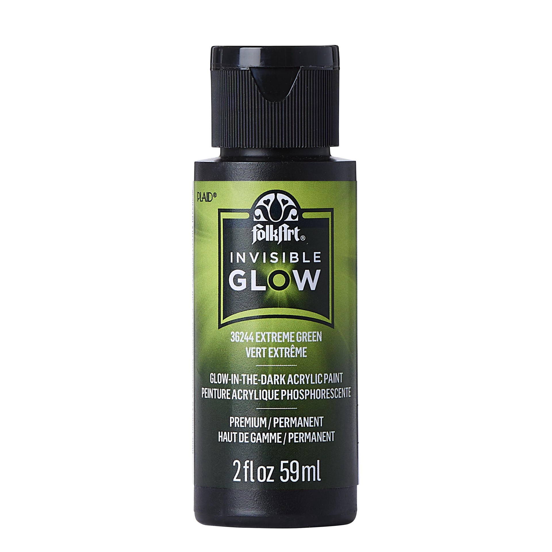 slide 5 of 8, Folkart Invisible Glow In The Dark Acrylic Paint, 2 fl oz