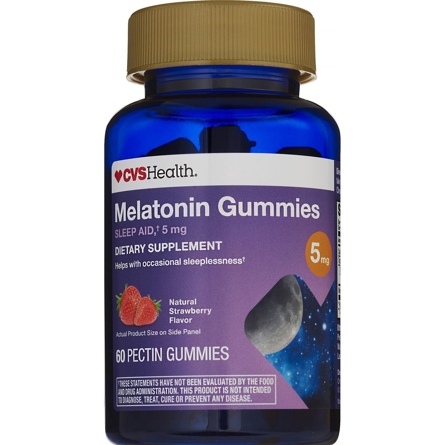 slide 1 of 6, CVS Health Melatonin 5 Mg Gummy, Strawberry, 60 Ct, 1 ct
