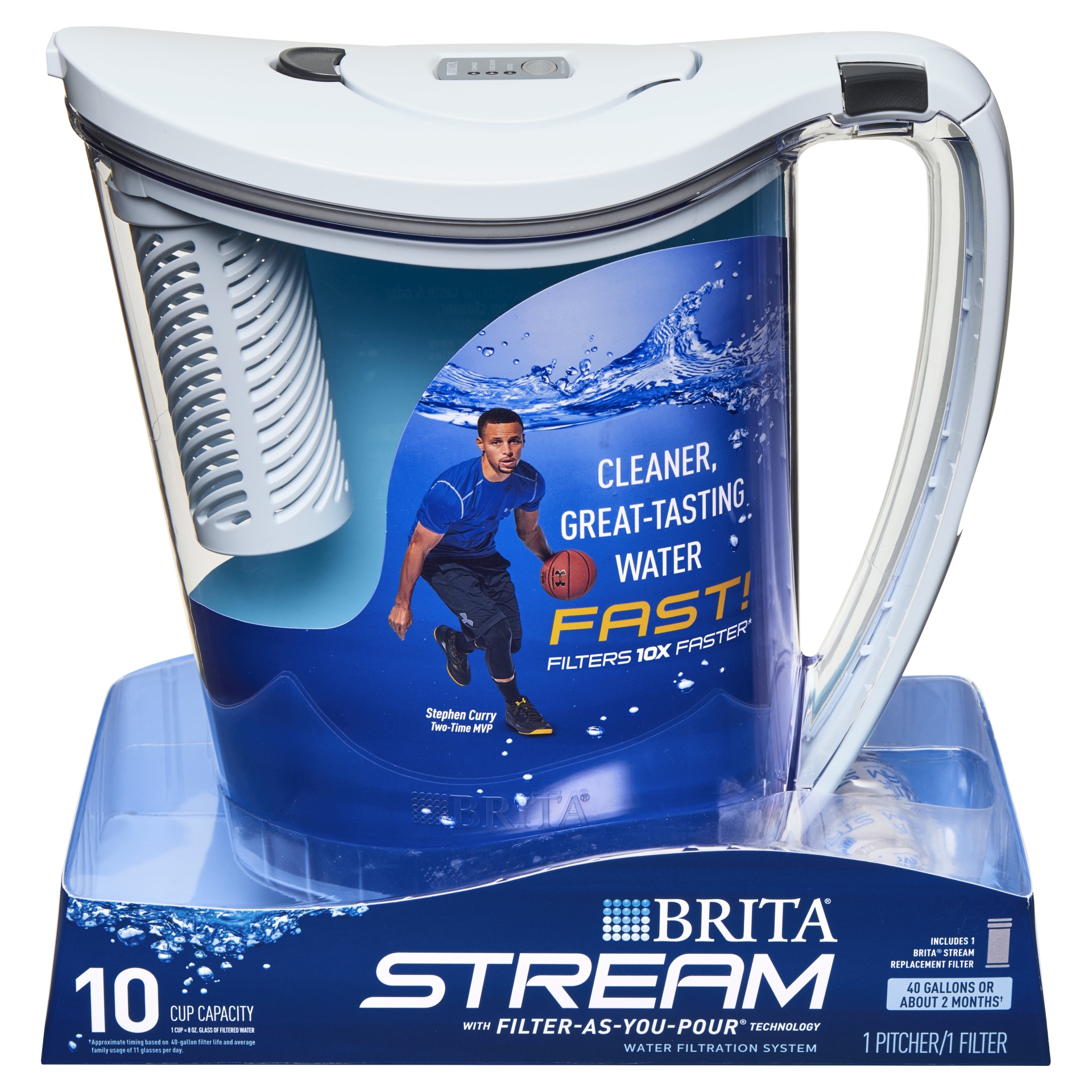 slide 1 of 11, Brita Stream Hydro Filter as You Pour Water Pitcher 10 Cup, 1 ct