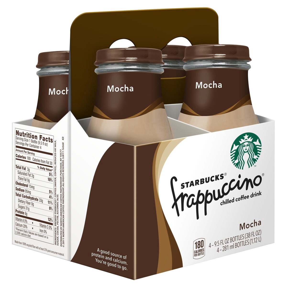 slide 2 of 5, Starbucks Frappuccino Chilled Coffee Drink Mocha 9.5 Fl Oz 4 Count Bottle, 38 oz