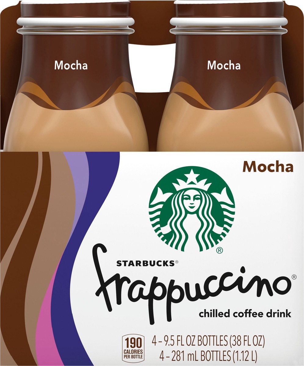 slide 4 of 5, Starbucks Frappuccino Chilled Coffee Drink Mocha 9.5 Fl Oz 4 Count Bottle, 38 oz