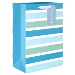 American Greetings Blue Stripes Baby Shower Medium Gift Bag
