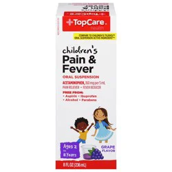TopCare Children's Oral Suspension Ages 2 to 11 Years Grape Flavor Pain & Fever 8 fl oz