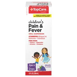 TopCare Health Children's Oral Suspension Ages 2 to 11 Years Grape Flavor Pain & Fever 8 fl oz