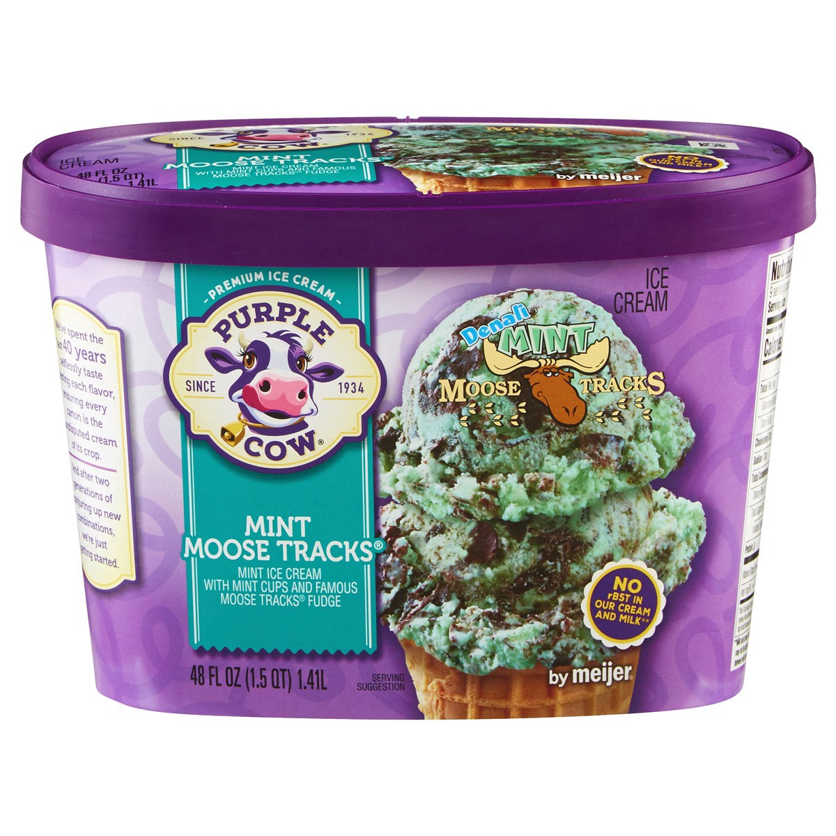 slide 1 of 9, Purple Cow Mint Moose Tracks Ice Cream, 1.5 qt