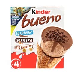 Kinder Bueno Hazelnut Flavored Frozen Dairy Dessert Cones - 4 ct